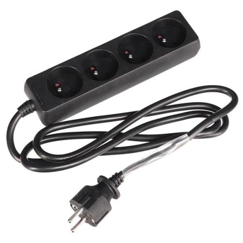 4-way power strip - Black - 1.5 m