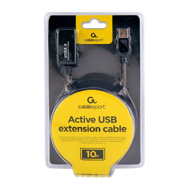 Active USB 2.0 extension cable 10 m black