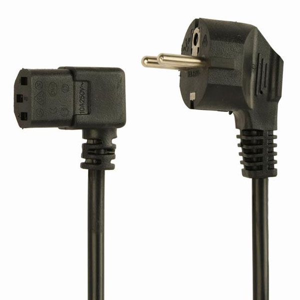 Schuko to Right-Angle C13 Power Cable 1.8 m (10A)