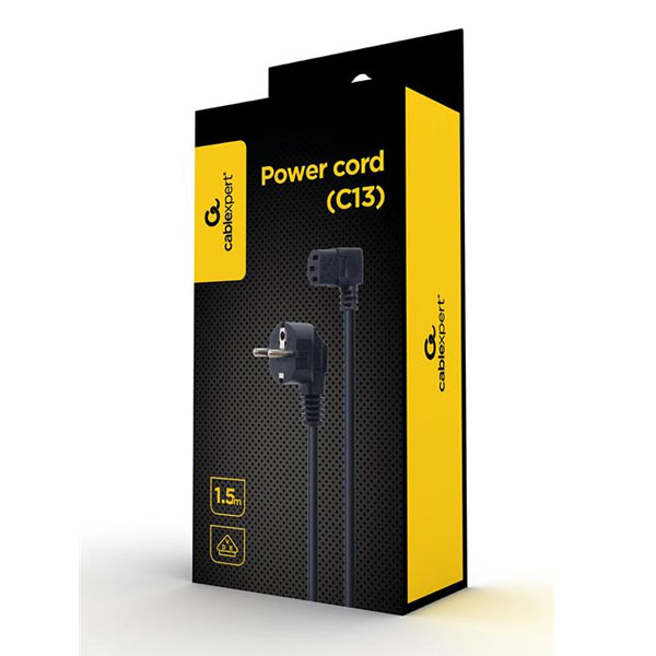 Schuko to Right-Angle C13 Power Cable 1.5 m (10A)