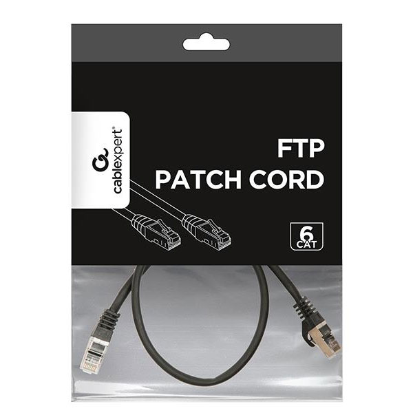 CAT6 FTP Patch Cable 0.5M Black