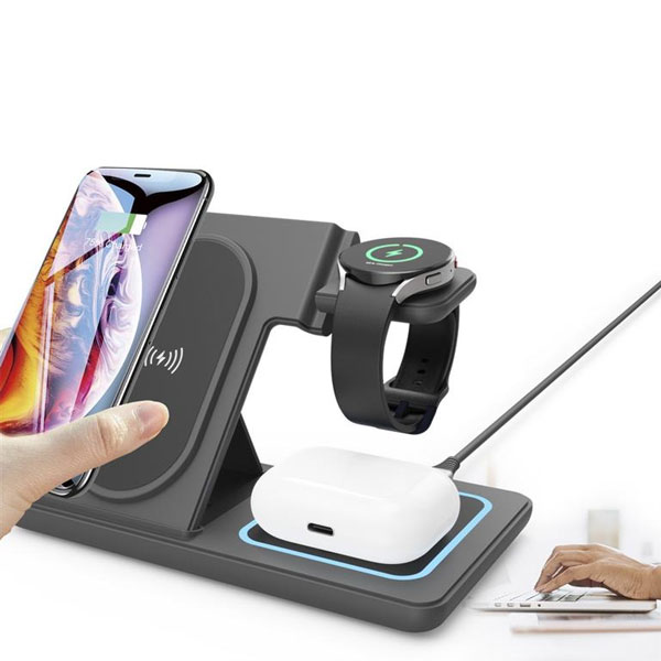 Wireless 3-in-1 Samsung Charging Stand for Phone, TWS and Samsung Watch - 15 W - Black