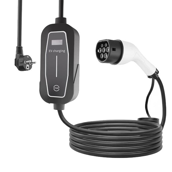 Mobiele EV-lader, geaarde stekker naar Type 2, 16A 1-fasig (3,7 KW), 5 m