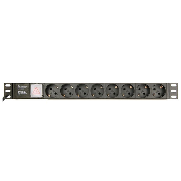 19" power strip with switch (PDU), 8-fold Schucko, 1U, 16A