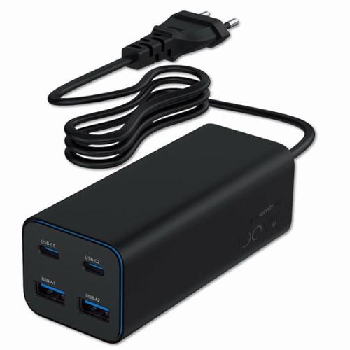 USB snellader 2xA, 2xC 100W Power Delivery zwart