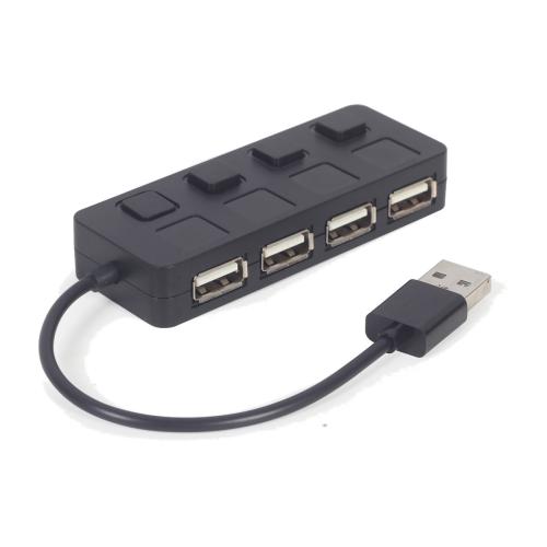 USB 2.0 4-poorts hub met schakelaars, zwart
