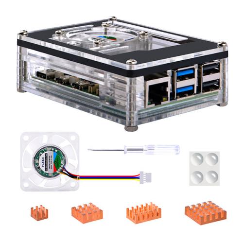 Acrylic Case with Fan for Raspberry Pi 5 - Transparent