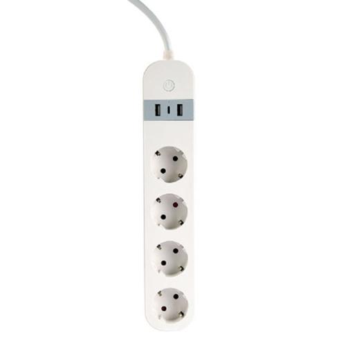 Smart Power Strip with USB - 4-way - White